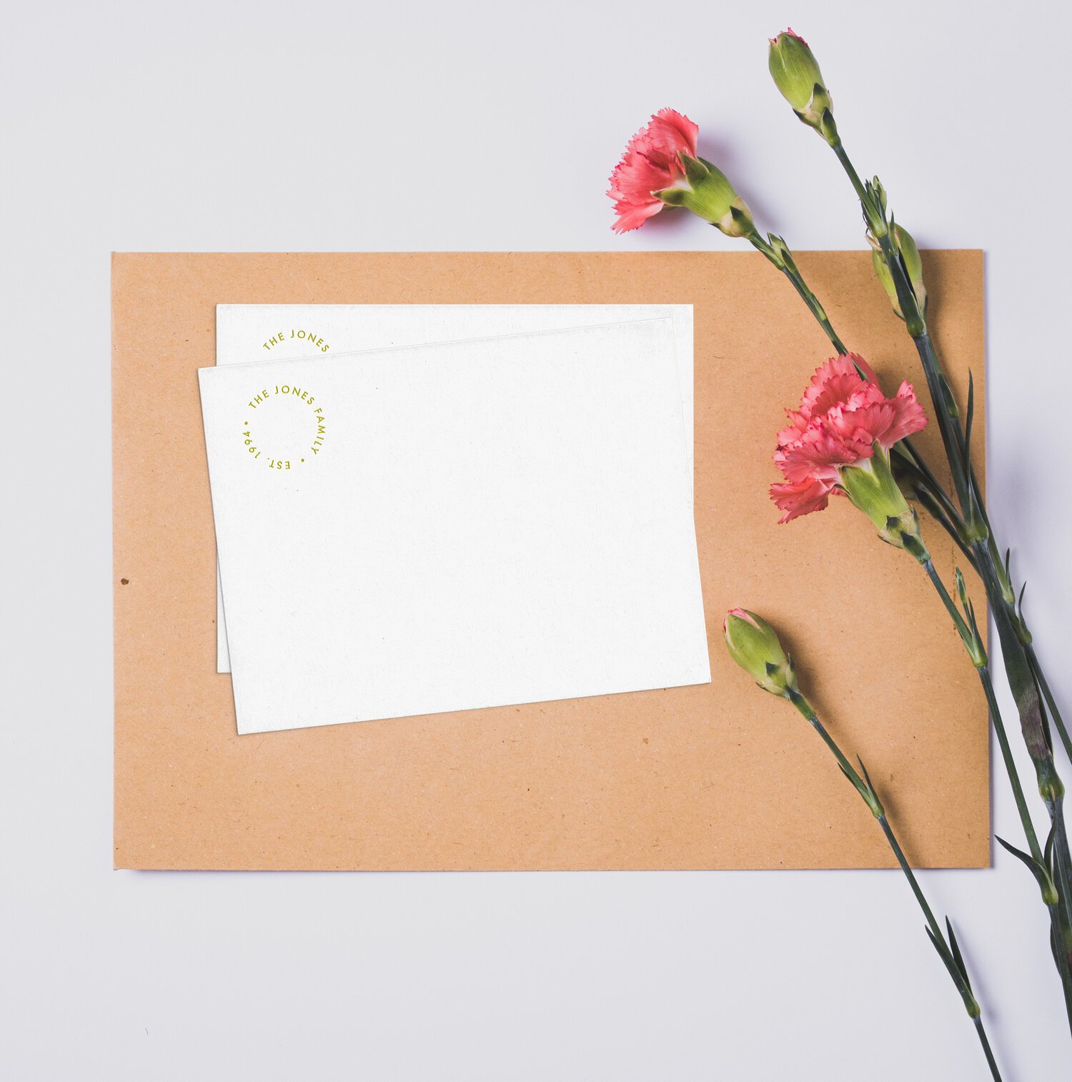 Copper heart letterpress card with black envelope